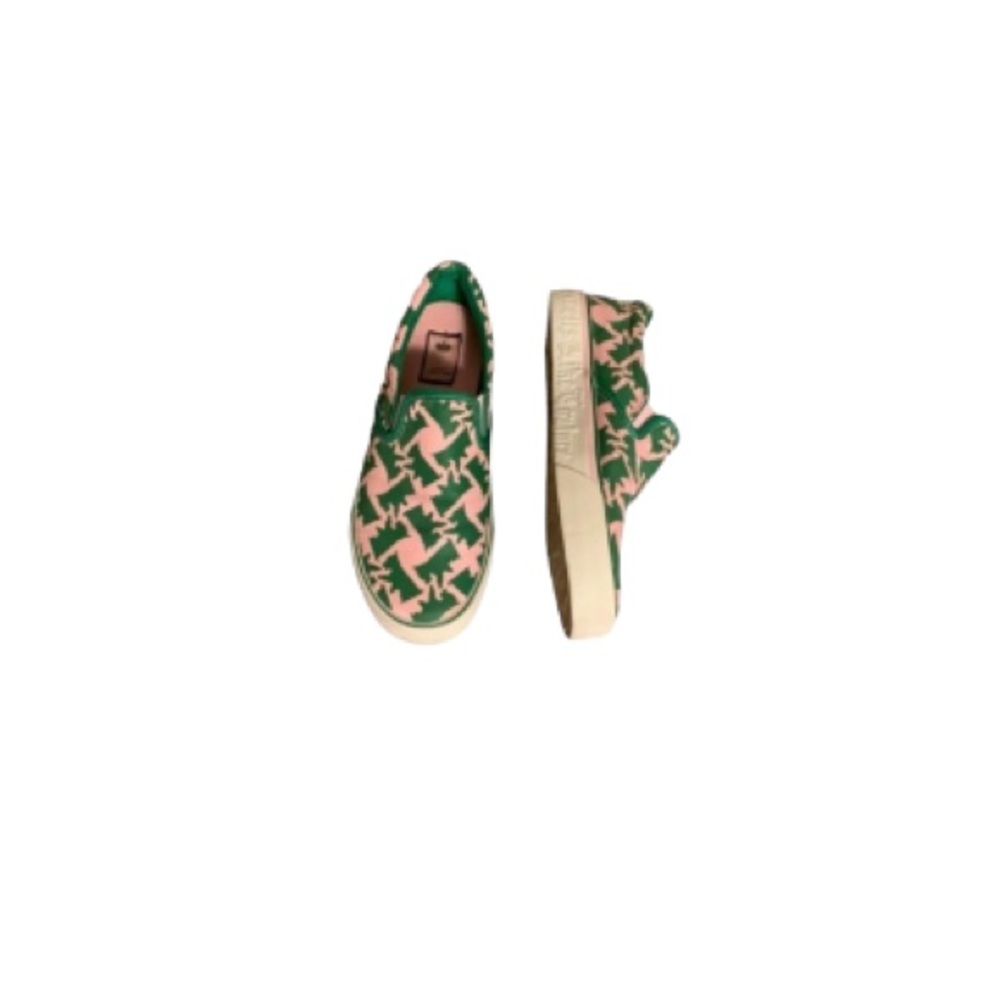 Juicy Couture Green and Pink Scottie Print Canvas Sneakers - Women’s Size 6